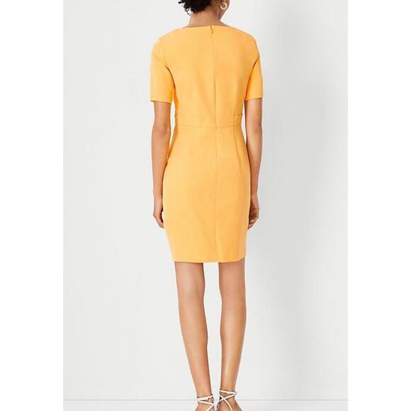Ann Taylor Yellow Scoop Neck Short Sleeve Sheath Dress in 12 Tall NWOT - Picture 3 of 10